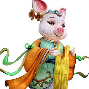 Lanterne géante GECAI pour l'extérieur, représentant les 12 signes du zodiaque chinois, cochon, avec structure en métal et éclairage LED en soie, 110/220V - Product Image 1