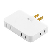Adaptateur universel transfrontalier 10A 110V 180 degrés ultra-mince, prise quatre voies avec fiche pivotante en laiton et cuivre