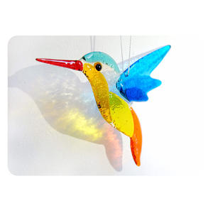 Decoração de Vidro Colorido para Jardim em Forma de Beija-flor, <span class=keywords><strong>Suncatcher</strong></span> de Vidro Fundido Personalizado, Decoração de Janela em Vidro Fundido Multicolorido Feita à Mão - Product Image 4