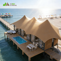 Tente de safari Lodge-Glamping avec salle de bain, hébergement hôtelier, tente de camping en toile à structure en acier