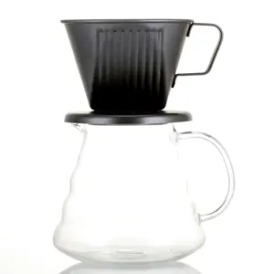 高品质黑色涂层咖啡厅二手SS304咖啡滴头不锈钢咖啡过滤器带手柄