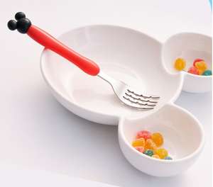 Enfants cuillère à soupe enfants fourchette ensemble bébé alimentation en acier inoxydable manger couverts bébé formation Spork dessin animé <span class=keywords><strong>Minnie</strong></span> - Product Image 4