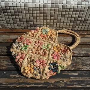 French Korea Romantic Style <b>Hand</b> <b>Made</b> Flower Design Beach Bag - Product Image 3