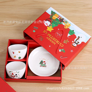 Juego de Vajilla en Existencia, Diseño Navideño de Papá Noel, Cerámica, 4 Tazones, 2 Platos, Regalo de Navidad, Venta al por Mayor - Product Image 3