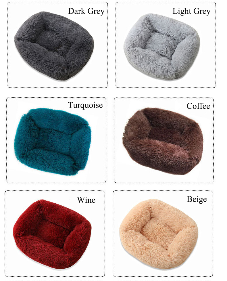 Small Soft Donut Faux Square Dog Bed Luxury Washable Plush Fluffy Pet Dog Bed