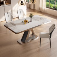 Nouvel ensemble table et chaises rectangulaires de luxe en pierre pour petit salon familial