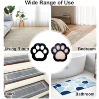 Fixations antidérapantes pour tapis motif patte de dessin animé, autocollants lavables et réutilisables en PU pour tapis avec adhésif sans résidu pour tapis, tapis de sol et escaliers
