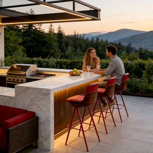 كرسي فاخر من الجلد الأصلي مع أرجل معدنية متينة، تصميم كلاسيكي بارتفاع ثابت ومسند ظهر مبطن للمطاعم/المقاهي - Product Image 2