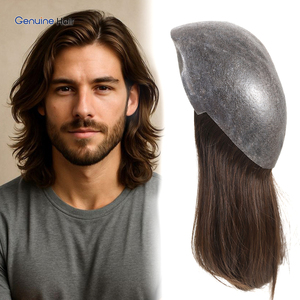 Tupé para Hombre <span class=keywords><strong>de</strong></span> Cabello Largo, Cabello Remy Europeo Liso, Base <span class=keywords><strong>de</strong></span> PU Ultrafina, Línea <span class=keywords><strong>de</strong></span> Cabello Natural, 7x9 Pulgadas, Sistema <span class=keywords><strong>de</strong></span> Reemplazo Premium - Product Image 1
