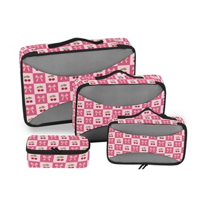 Ensemble de 6 organisateurs de vêtements de haute qualité, motif cerise rose, cubes de compression personnalisés entièrement imprimés pour le voyage - Product Image 2