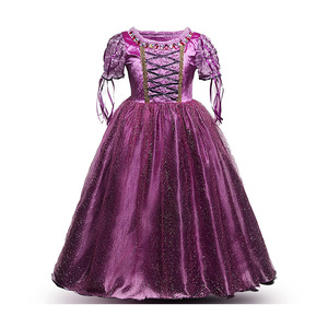 De Halloween Navidad Fiesta chicas vestido Puff traje de manga princesa Rapunzel para niños 1-12 años - Product Image 6