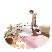 Tapis de jeu circulaire antidérapant nordique, tapis de sol en polyester doux et écologique, tapis en peluche pour enfants, tapis de dessin animé pour la maison