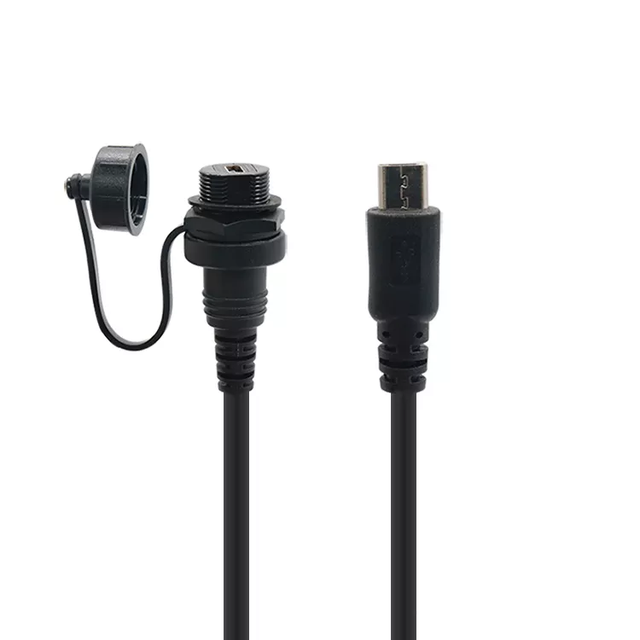 IP67 Waterproof PVC Pure Copper Braid Male to Female Panel Mount Micro B USB Female Cable 3A Fast Charging