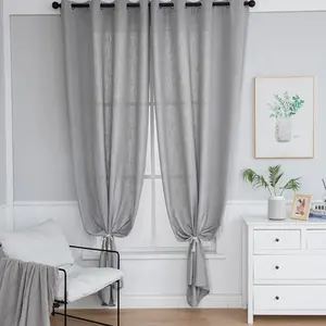 2023 Moderna moda simples casa poliéster linho cor sólida sheers cortinas cortinas cortinas para sala