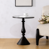 Table d'appoint ronde vintage française en fer, table d'appoint noire en métal pour salon, chambre à coucher, décoration intérieure