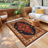 Tapis marocain personnalisé, tapis rétro pour la décoration du salon, tapis vintage de luxe avec pompons, tapis de chambre à coucher