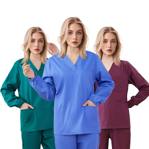 Custom Made Unique Style Medical <b>Scrub</b> Uniform Solid Color Women Medical <b>Scrub</b> <b>Set</b> In Stock - Product Image 1