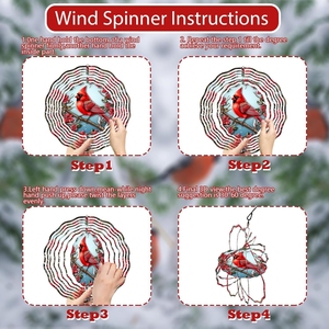 3D kırmızı kardinal rüzgar Spinner kuş oyma dinamik sanat asılı süsleme - Product Image 4