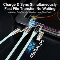 Cable de Carga Rápida 4 en 1 de 240W con Pantalla Digital, Chip E-Marker, Corriente de 5A, Transferencia de Datos de 480Mbps, Cable USB Tipo-C de Silicona Líquida