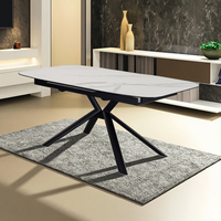 Usine chinoise vend personnalisé moderne lumière luxe pieds en métal en céramique table de table en verre trempé meubles de salle à manger table pliable
