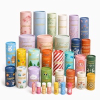 Emballage personnalisable pour rouge à lèvres, beurre corporel, crème pour les yeux, tube en papier kraft mat, boîte cylindrique en carton rigide