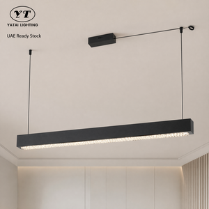 โคมไฟเพดานโลหะ LED ทันสมัย พร้อมรีโมทหรี่ไฟ ปรับแสงได้สามสี สำหรับห้องรับประทานอาหาร ห้องครัวเชิงพาณิชย์ เกาะครัว ขนาด 120 ซม. สีดำ - Product Image 1