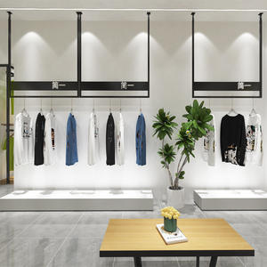 Étagère de présentation pour magasin de vêtements pour hommes, sur pied avec éclairage, tube épaissi, étagère murale personnalisée - Product Image 4