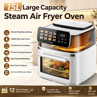 Nouvelle Offre Spéciale : Four à Friture à Air Intelligent Carré Moderne 15L 2200W, Cuisson Vapeur, Double Chauffage, Contrôle Tactile Wi-Fi, Fenêtre Visible, Multifonction