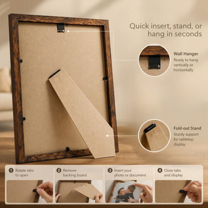 SESEAT <b>8x10</b> Brown MDF <b>Photo</b> <b>Frame</b> Set of 6 5x7 & <b>8x10</b> Sizes With/Without Mat Tabletop/Wall Mount - Product Image 6