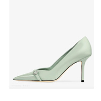 Escarpins de mariée pour femmes en cuir brossé à bout pointu avec boucle en strass, talons compensés très hauts (8 cm+) Nouveau style