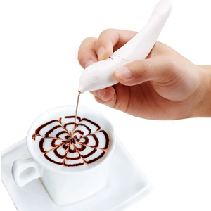 ปากกาแกะสลักกาแฟ ปากกาสำหรับตกแต่งกาแฟ อุปกรณ์ทำขนม พกพาสะดวก ใช้ซ้ำได้ สำหรับตกแต่งคาปูชิโน ลาเต้ เค้ก อุปกรณ์ครัว - Product Image 1