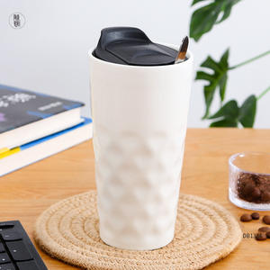 Taza de cerámica Chaozhou de 440 ml con doble pared aislante y tapa de silicona, set de regalo para obsequios empresariales - Product Image 5