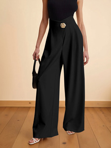 Chic Women's Pants High-waist Wide-leg <strong>Trousers</strong> 2025 Y2K Pants Boyfriend Style Office <strong>Lady</strong> Casual Straight <strong>Baggy</strong> Wide Leg Pants - Product Image 4