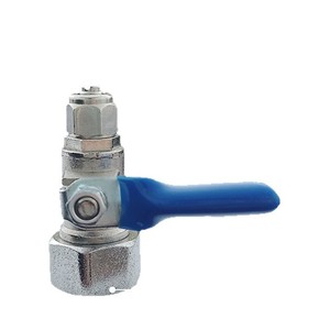 Válvula de bola metálica de 4 a 2 entradas con rosca interna para purificador de agua, con mango azul, para conectar tubería PE de 1/2 pulgada como máximo. - Product Image 4