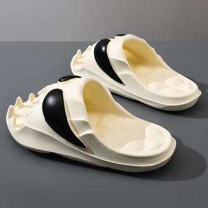 Sandales d'été en EVA pour hommes, antidérapantes, respirantes, à semelle épaisse, tongs d'extérieur, taille 36-45, noir et blanc cassé - Product Image 3