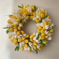 Couronne de tulipes de style nouveau, couronnes pour porte d'entrée, décorations de tulipes pour la Saint-Valentin et Pâques, à suspendre à la porte
