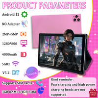 Tablette PC Android 12 10,1 pouces 3 Go 64 Go Octa Core avec clavier WiFi 5G Écran IPS Utilisation professionnelle
