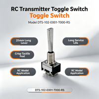 Interrupteur à bascule pour émetteur RC 5A 125VAC ON-ON 2 positions, levier de 21 mm, équipement électrique métallique DTS-0-102-E001-T000-RS