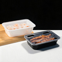 Boîte alimentaire rectangulaire en PP de qualité alimentaire, compatible micro-ondes et congélateur, pour snacks, déjeuners, nouilles, emballage alimentaire à emporter