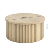 Table basse élévatrice à bord ondulé rond en usine moderne et chaude avec rangement pour salon meubles de petit espace