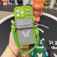 Étui de téléphone multifonctionnel BAILI Factory avec cordon court pour iPhone 17 Pro 16 Max, motif diamant, perle, cygne, papillon