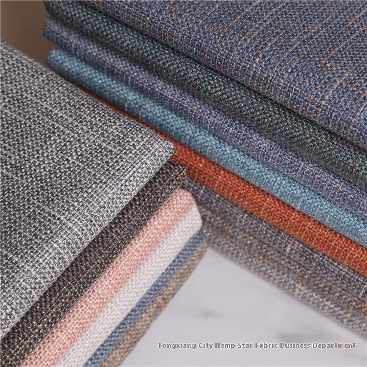 High-Grade Woven Hotel Engineering Fabric Imitation Linen Solid Color Plain Style Linen Cotton Coated Sofas and Pillows
