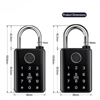 Cadenas intelligent sans fil Tuya étanche IP67 à empreinte digitale, contrôle par application, en alliage d'aluminium, finition laquée noire carrée, modèle unique - Offre spéciale