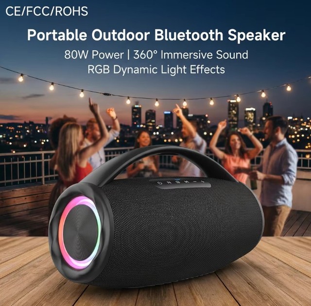 Professional S972 80W High Power Portable Outdoor Speaker 16000mAh Massive Battery RGB Light Effects For Party