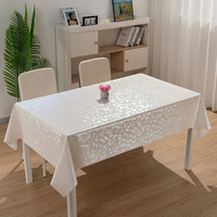 Nappe jetable en plastique blanc RNPT tissée, motif floral nacré, imperméable et anti-taches pour tables rectangulaires