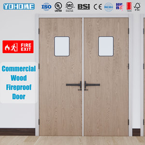 Puerta Cortafuego Certificada EN BS CE, Puerta <span class=keywords><strong>de</strong></span> Seguridad Comercial Española Contra Incendios FD30 FD60 FD90, Puertas Modernas <span class=keywords><strong>de</strong></span> Madera Resistentes al Fuego para Oficina - Product Image 5