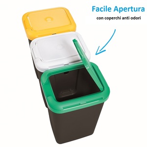 Contenedor de Basura para Recolección de Residuos Separados 75L 79x32x48 Cm con 3 Compartimentos - Product Image 5