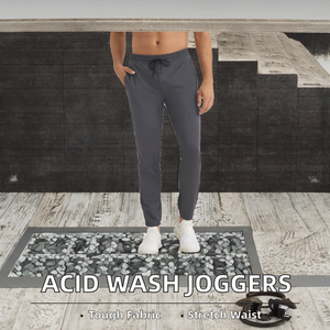 Woolen <b>Slim</b> <b>Fit</b> Snow Wash <b>Joggers</b> Custom Logo <b>Men</b> Sweatpants 100% Cotton Mid Waist Elastic Waist Embroidered GF482389 HHJ - Product Image 2