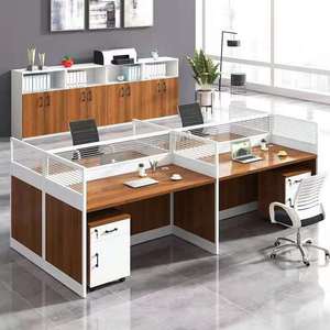 Poste de travail populaire pour quatre personnes avec <span class=keywords><strong>cloison</strong></span> de rangement <span class=keywords><strong>amovible</strong></span> tiroir bureau <span class=keywords><strong>en</strong></span> vente meubles poste de travail bureau du personnel - Product Image 4