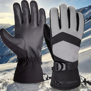 Guantes de esquí unisex de PU impermeables y cortavientos con dedos separados, personalizados, superventas de fábrica, cálidos para invierno, con agarre táctil para pantalla. - Product Image 2